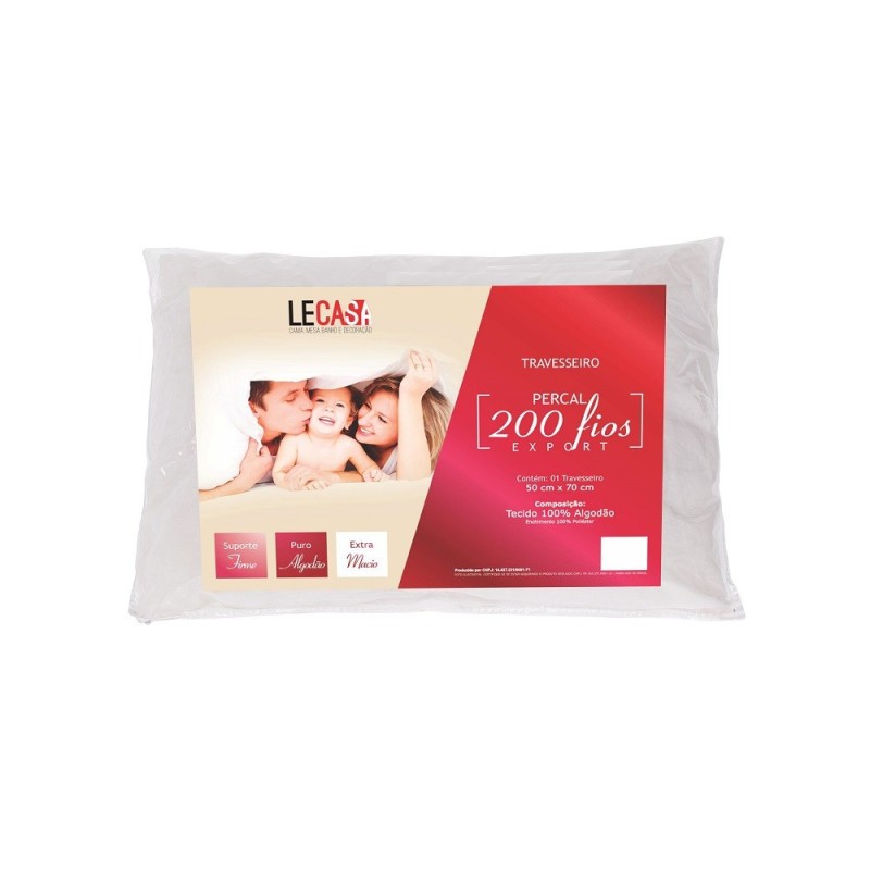 TRAVESSEIRO PERCAL 200 FIOS 50 X 70CM LECASA