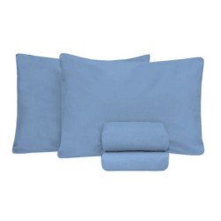 JOGO DE CAMA SOLTEIRO KING PREMIUM 180 FIOS 100% ALGODÃO AZUL- ESTAMPARIA