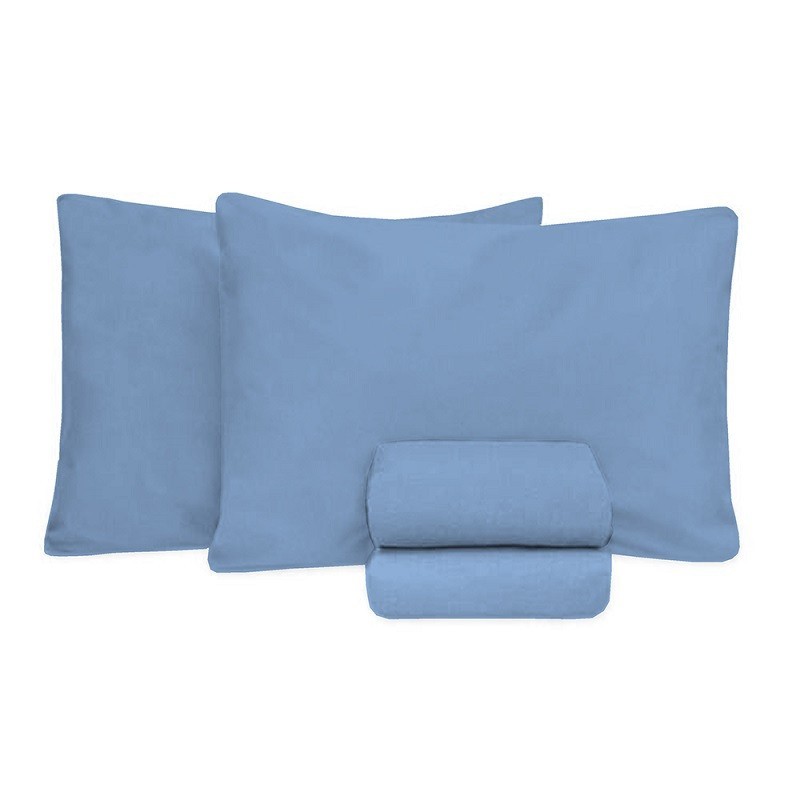 JOGO DE CAMA KING PREMIUM 180 FIOS 100% ALGODÃO AZUL- ESTAMPARIA