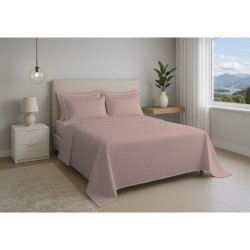 JOGO DE CAMA CASAL PREMIUM 180 FIOS 100% ALGODÃO ROSA- ESTAMPARIA