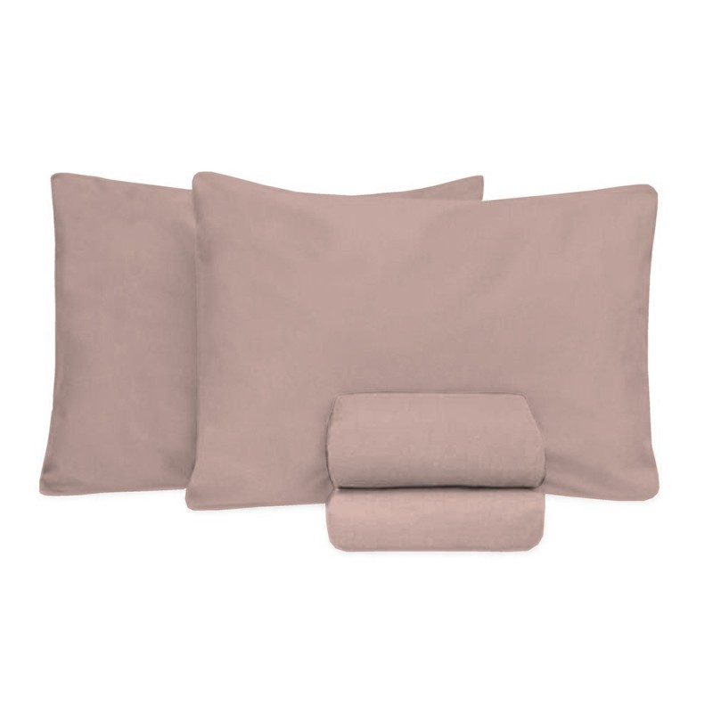 JOGO DE CAMA CASAL PREMIUM 180 FIOS 100% ALGODÃO ROSA- ESTAMPARIA