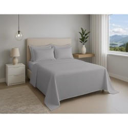 JOGO DE CAMA KING PREMIUM 180 FIOS 100% ALGODÃO CINZA- ESTAMPARIA