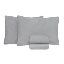 JOGO DE CAMA KING PREMIUM 180 FIOS 100% ALGODÃO CINZA- ESTAMPARIA