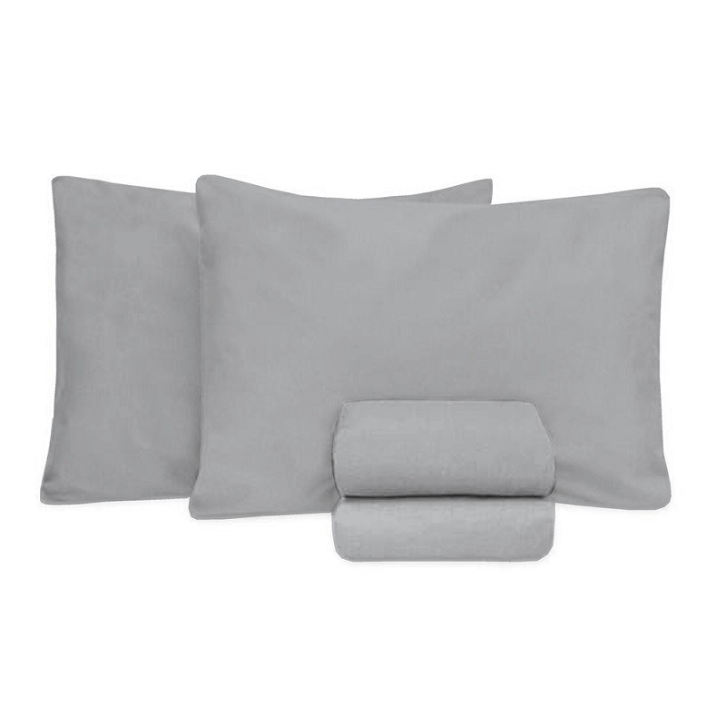 JOGO DE CAMA KING PREMIUM 180 FIOS 100% ALGODÃO CINZA- ESTAMPARIA