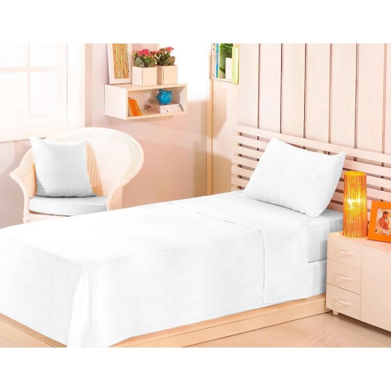 JOGO DE CAMA SOLTEIRO KING PREMIUM 180 FIOS 100% ALGODÃO BRANCO- ESTAMPARIA