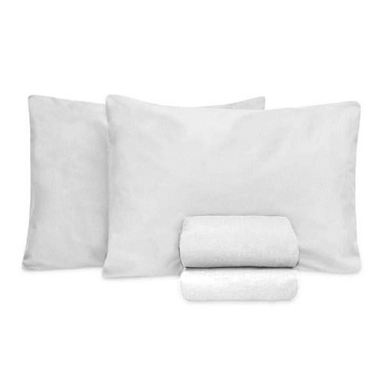 JOGO DE CAMA KING PREMIUM 180 FIOS 100% ALGODÃO BRANCO- ESTAMPARIA
