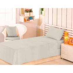 JOGO DE CAMA SOLTEIRO PREMIUM 180 FIOS 100% ALGODÃO KAKI- ESTAMPARIA