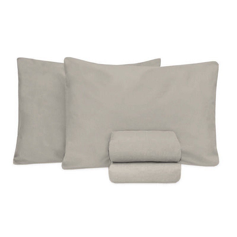 JOGO DE CAMA CASAL PREMIUM 180 FIOS 100% ALGODÃO KAKI- ESTAMPARIA