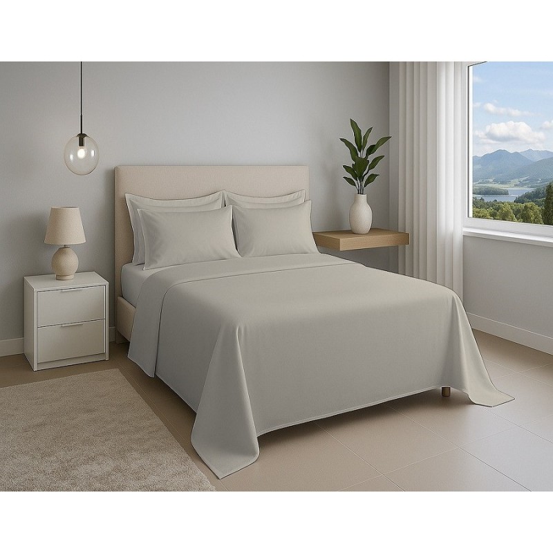 JOGO DE CAMA KING PREMIUM 180 FIOS 100% ALGODÃO KAKI- ESTAMPARIA