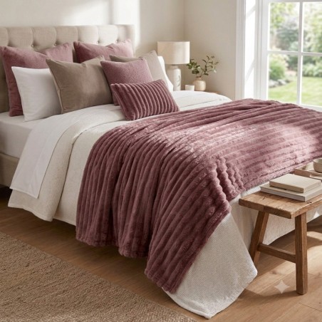 COBERTOR CANELADO LIVING ART LONDON QUEEN ROSE- CORTTEX