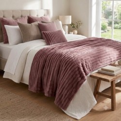 COBERTOR CANELADO LIVING ART LONDON CASAL ROSE- CORTTEX