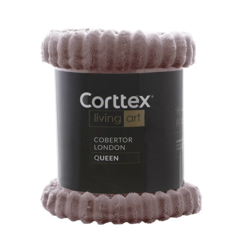 COBERTOR CANELADO LIVING ART LONDON CASAL ROSE- CORTTEX