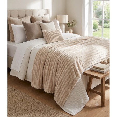 COBERTOR CANELADO LIVING ART LONDON CASAL BEGE- CORTTEX