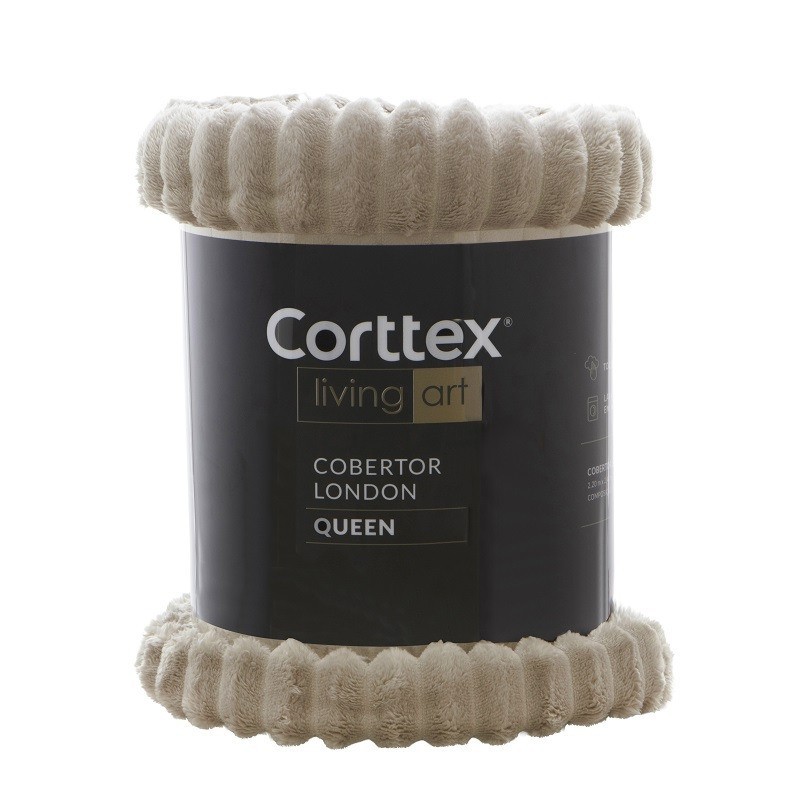 COBERTOR CANELADO LIVING ART LONDON CASAL BEGE- CORTTEX