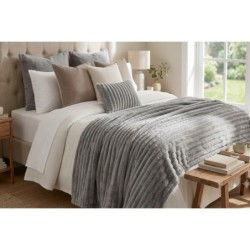 COBERTOR CANELADO LIVING ART LONDON KING CINZA- CORTTEX