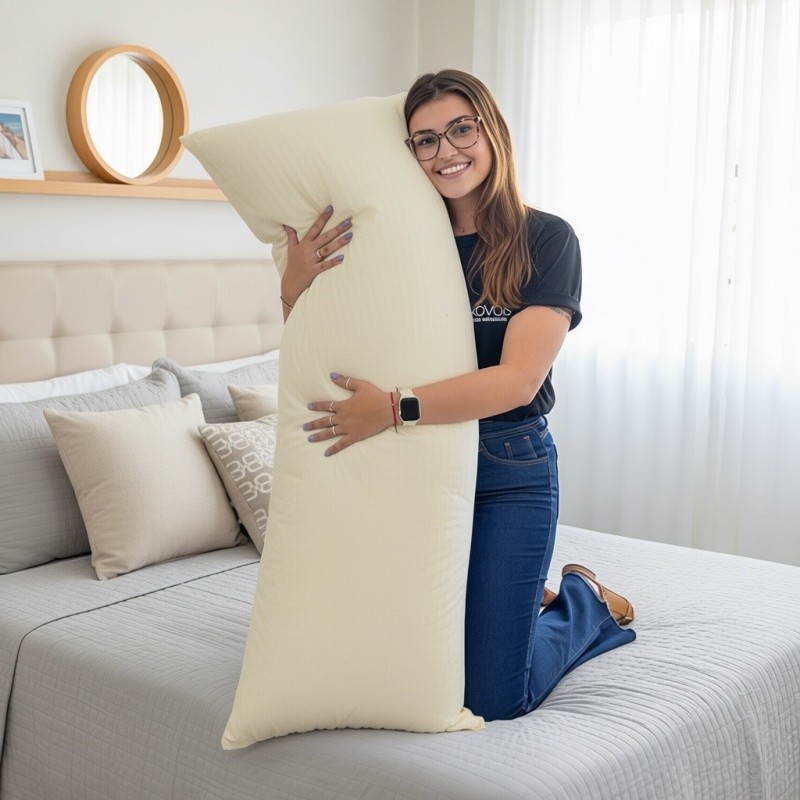 FRONHA CASUAL XUXÃO PARA TRAVESSEIRO DE CORPO 1,45 X 0,45 PALHA- JUMA