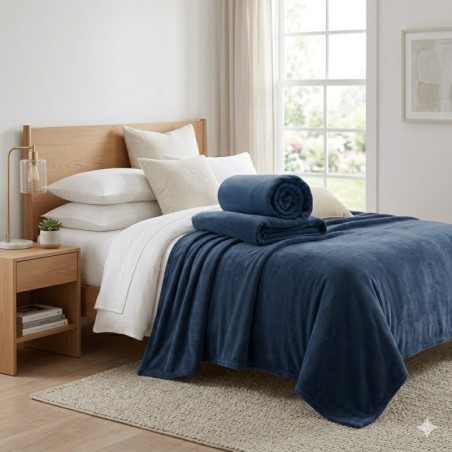 MANTA SOLTEIRO HOME DESIGN LISA CORTTEX MARINHO 1,50 m X 2,00 m