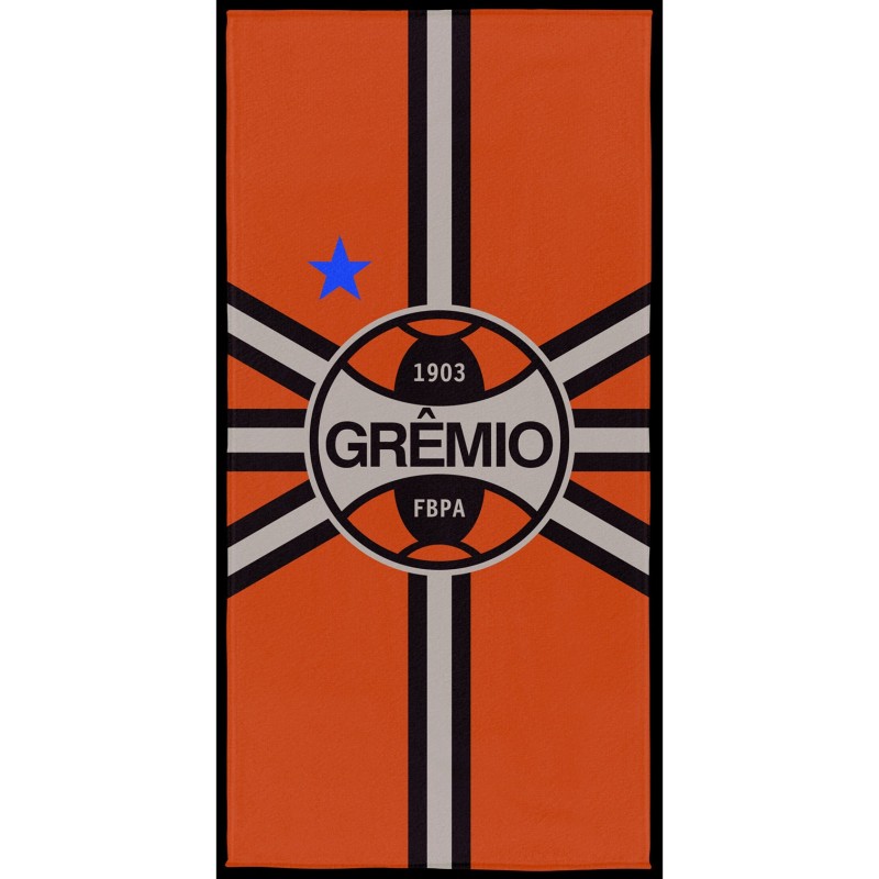 Toalha Aveludada Transfer Grêmio 70 cm x 1,40 m Com 1 peça