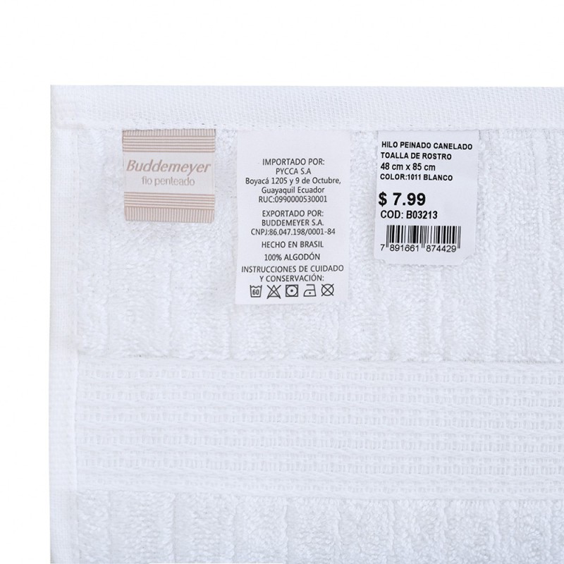 TOALHA DE ROSTO 48/85 FIO PENTEADO BRANCO 1011 - BUDDEMEYER