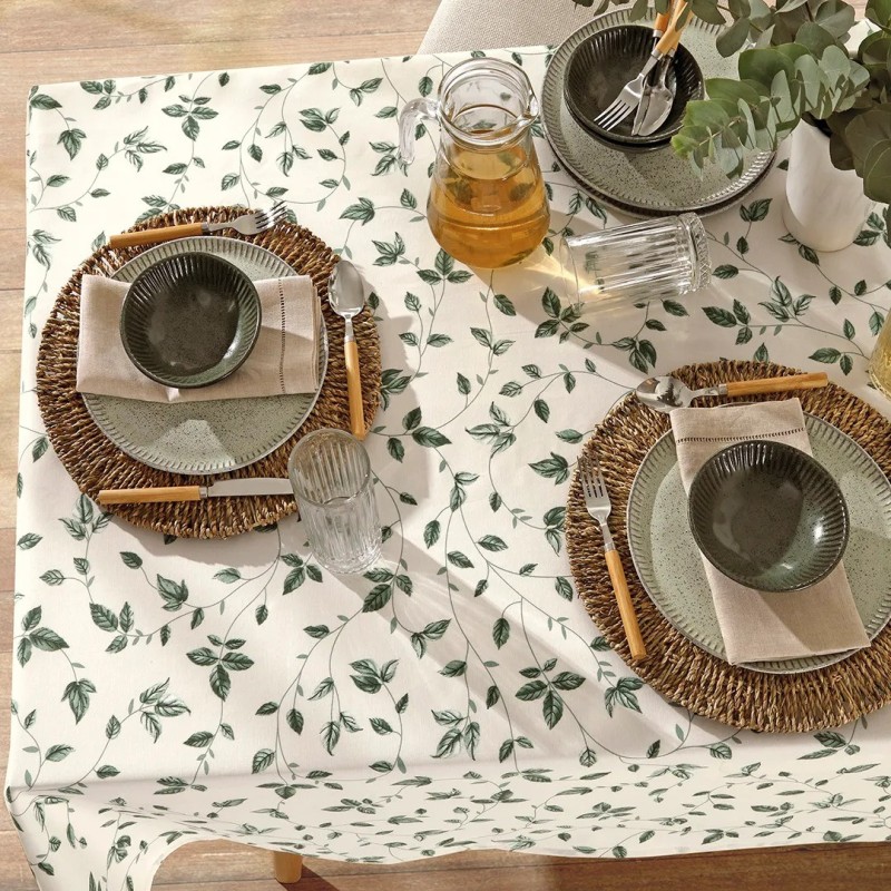TOALHA DE MESA RETANGULAR DÖHLER CLEAN BOTÂNICA 6 LUGARES- DOHLER