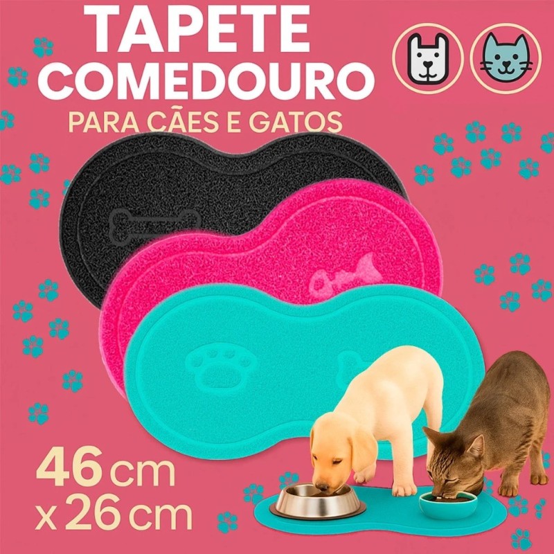TAPETE COMEDOURO PARA PET CACHORRO TURQUESA- UZOO